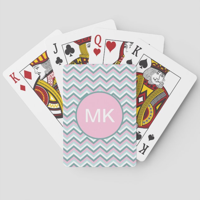 Ocean Mist Chevron Pattern Playing Cards (Back)