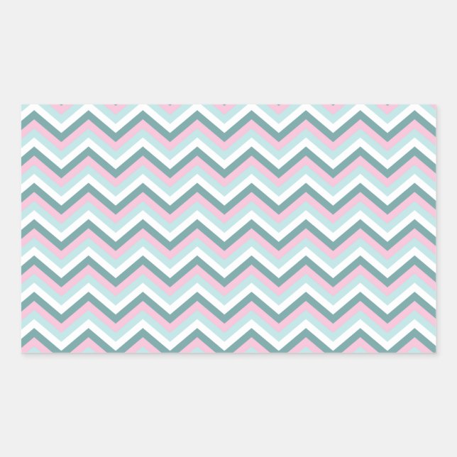 Ocean Mist Chevron Pattern Rectangular Sticker (Front)