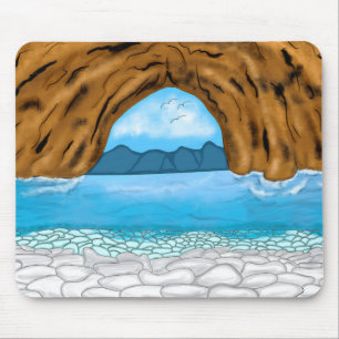 Ocean Mountains Canyon Birds Clouds Art Mouse Pad