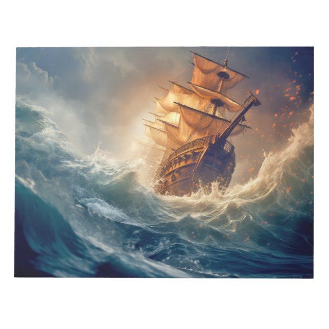 Ocean Nature Force Unleash Power Earth Disaster Notepad (Front)