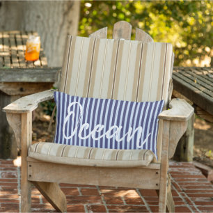 Ocean/nautical blue striped lumbar cushion