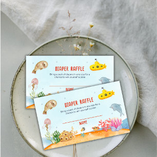 Ocean Nautical Marine Diaper Raffle Baby Shower Enclosure Card
