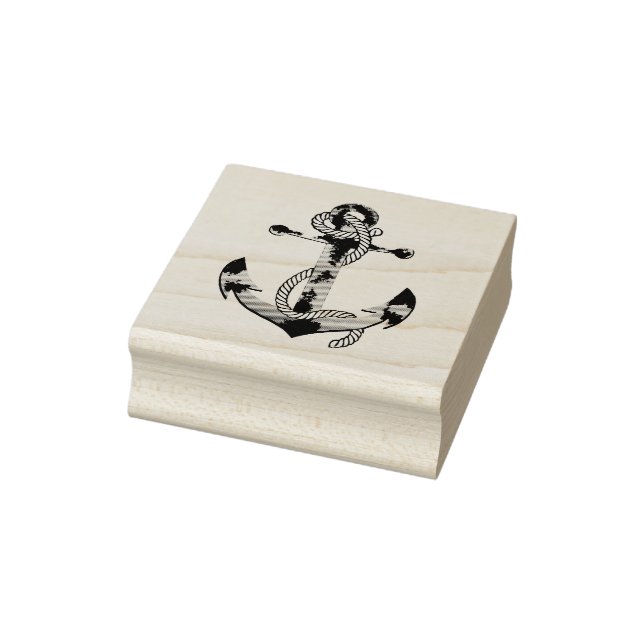 Ocean nautical rusty anchor with rope rubber stamp (Stamp)