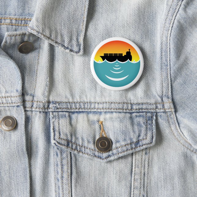 ocean noise pollution awareness 6 cm round badge (In Situ)