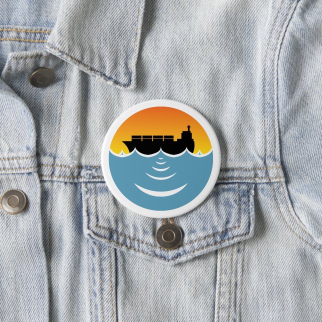 ocean noise pollution awareness 7.5 cm round badge (In Situ)