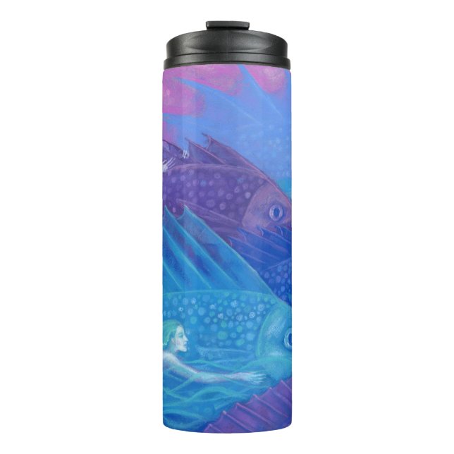 Ocean Nomads, Nautical Fantasy Art Mermaids & Fish Thermal Tumbler (Front)