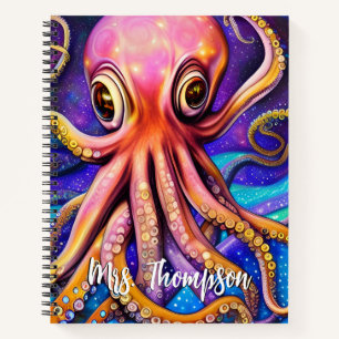 Ocean Octopus with Custom Name Notebook