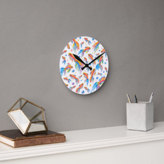 Ocean of Colour – Vibrant Watercolor Goldfish Seam Round Clock