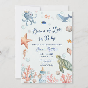 Ocean of love for Baby shower beach invitation