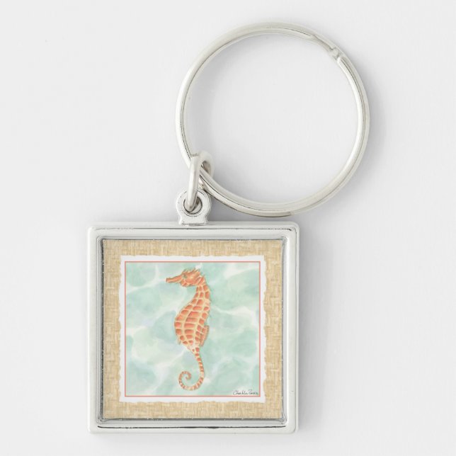 Ocean Orange Seahorse Key Ring (Front)