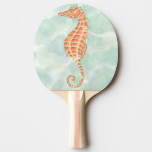Ocean Orange Seahorse Ping Pong Paddle