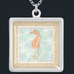 Ocean Orange Seahorse Silver Plated Necklace<br><div class="desc">Have you ever seen a seahorse up close? Well now you get this great piece of art by Chariklia Zarris to add to your love of sea horse collection. Zarris creates some of the best sea life art pieces that will relax and calm your day. Get it on your Zazzle...</div>