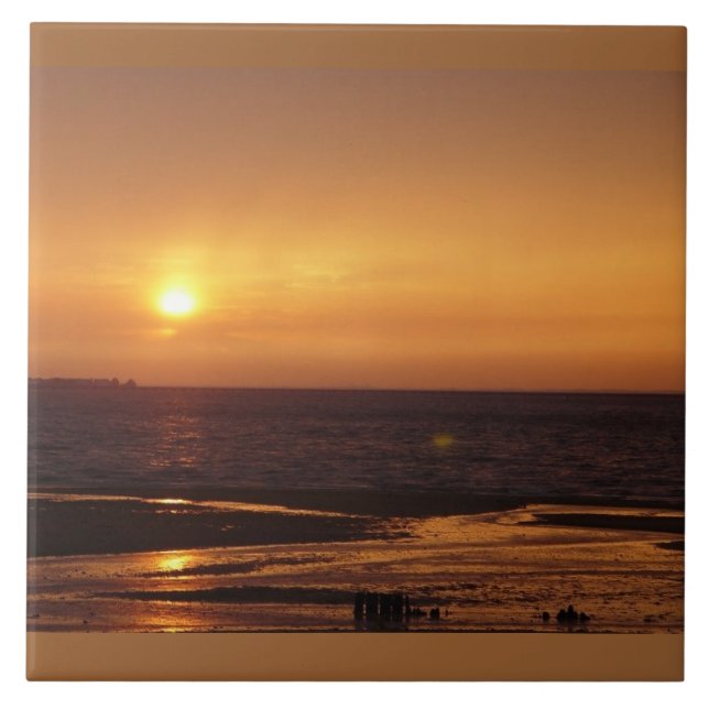 Ocean orange sunset Tile (Front)
