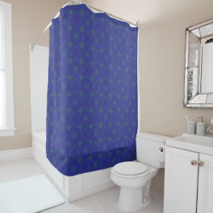 Ocean Ovals, Deep Blue, Dark Lime Green Strokes Shower Curtain