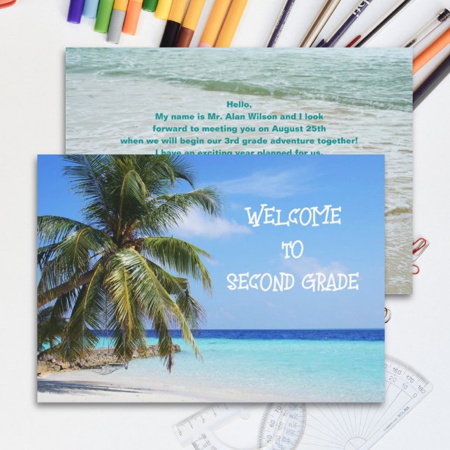 Ocean Palm Tree Welcome Students Message Card (Creator Uploaded)