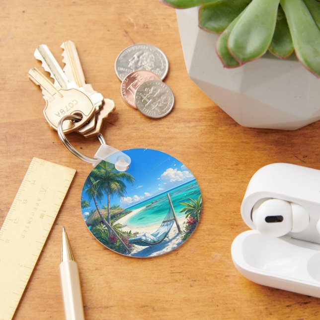 Ocean Paradise - Tropical Beach Oasis Key Ring (Desk)