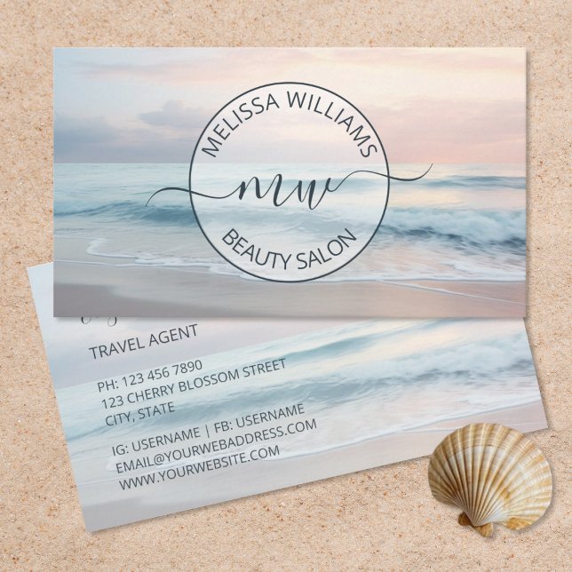 Ocean Pastel Colours Logo Business Card (Creator Uploaded)