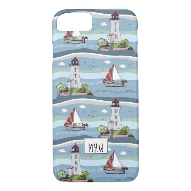 Ocean Pattern custom monogram phone cases (Back)