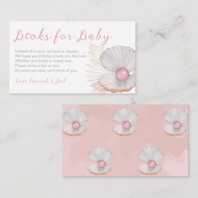 Ocean Pearl Girl Baby Shower Books for Baby Card (Front/Back)
