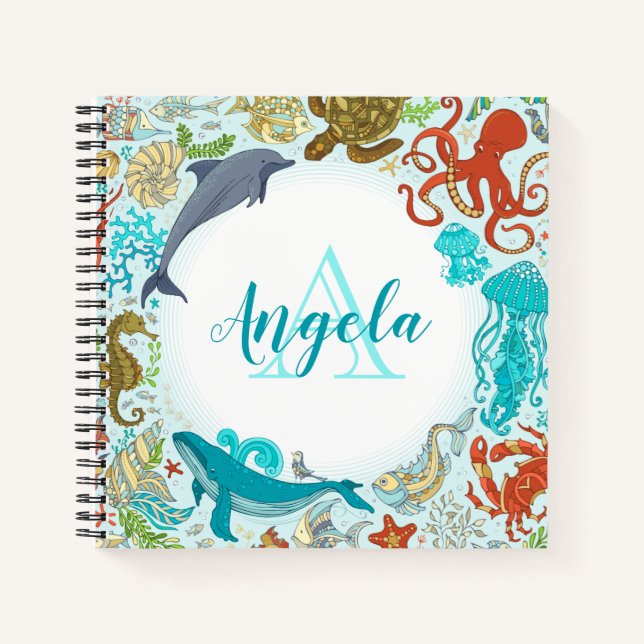 Ocean Personalised Notebook (Monogram Underwater) (Front)