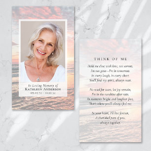 Ocean Photo Funeral Memorial Prayer Card