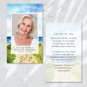 Ocean Photo Funeral Memorial Prayer Card