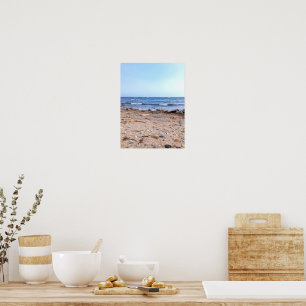 Ocean Photo Sandy Rocky Shore Seaside Nature Poster