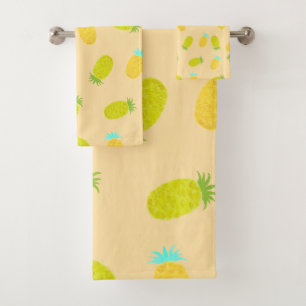 Ocean Pineapples Peach Pattern  Bath Towel Set