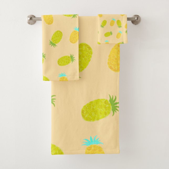 Ocean Pineapples Peach Pattern  Bath Towel Set (Insitu)