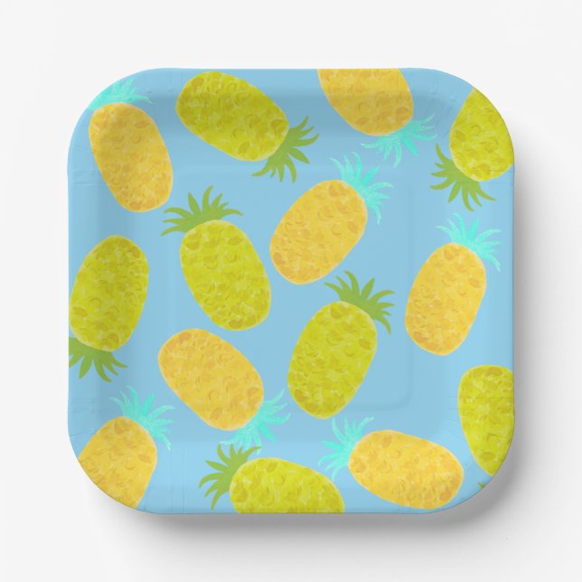 Ocean Pineapples Sky Pattern  Paper Plate (Front)