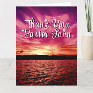 Ocean Pink Sunset  Pastor Appreciation  Thank You Card
