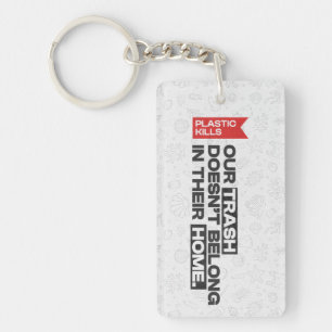 Ocean Plastic Pollution Awareness Quote Key Ring