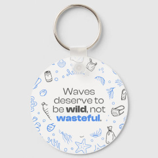 Ocean Pollution Awareness Quote with Marine Doodle Key Ring