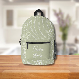 Ocean Print Backpack – Hand-Drawn Waves & Coral 