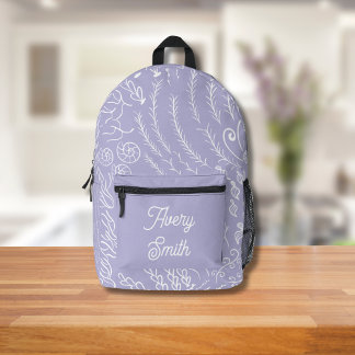 Ocean Print Backpack – Hand-Drawn Waves & Coral 