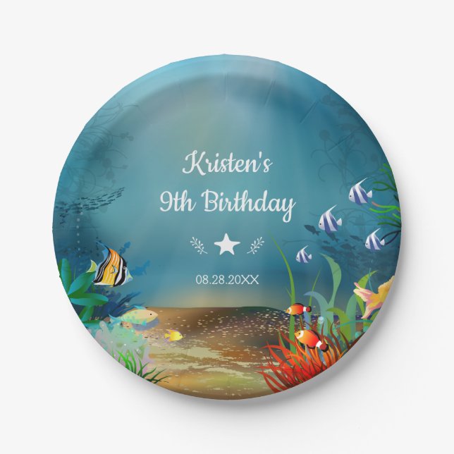 Ocean Reef Under the Sea Birthday Party Paper Plate (Front)