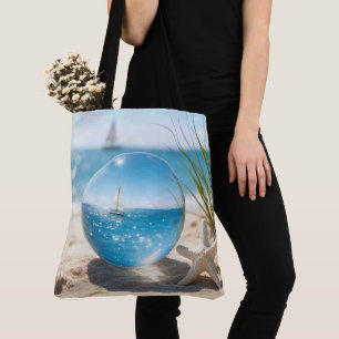 Ocean Reflection in a Lens Ball Tote Bag