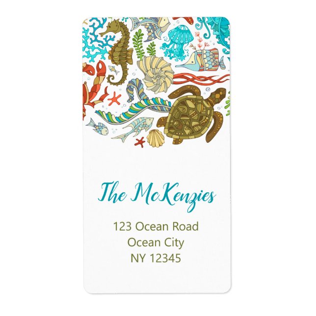 Ocean Return Address Labels (Personalised) (Front)