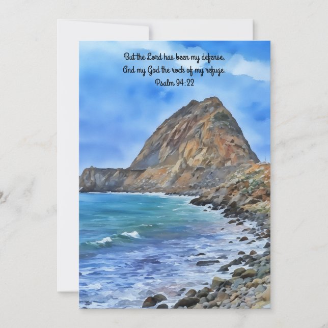 Ocean Rock Mountain Bible Verse Faith Flat Card (Front)