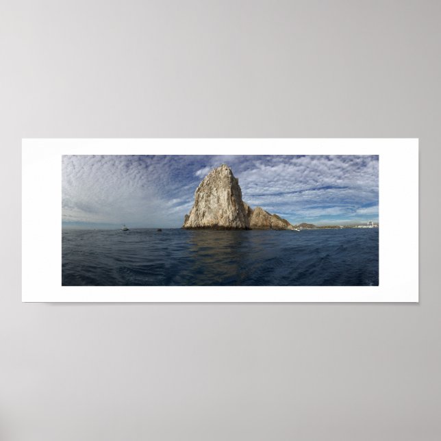 Ocean Rocks Cabo Mexico Panoramic Color Photo Poster (Front)