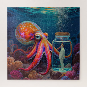 "Ocean’s Silent Captive" – Octopus Portrait Jigsaw Puzzle