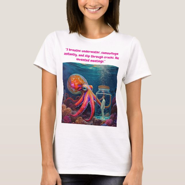 "Ocean’s Silent Captive" – Octopus Portrait T-Shirt (Front)