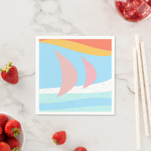 Ocean Sailing Abstract Pastel Napkin