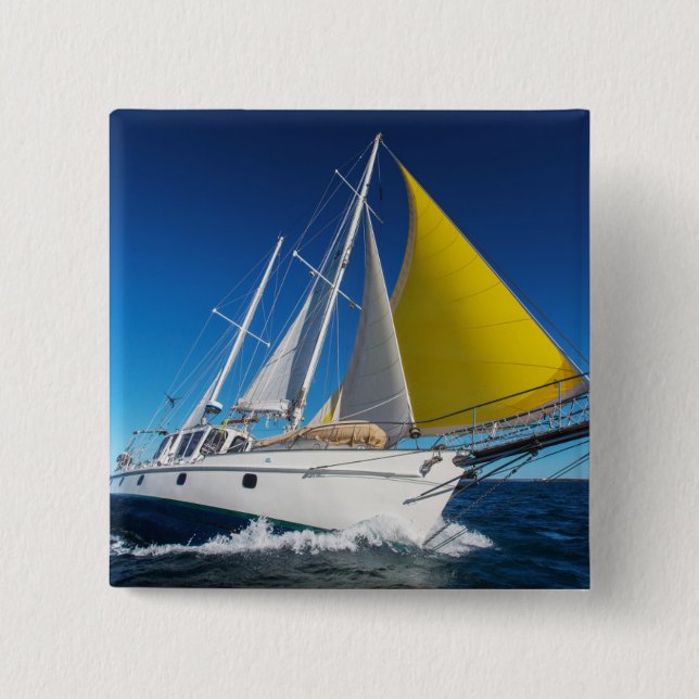 Ocean Sailing In A Yacht 15 Cm Square Badge (Front)