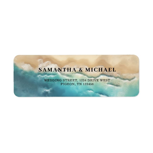 Ocean Sand Beach Blue Watercolor Wedding (Front)