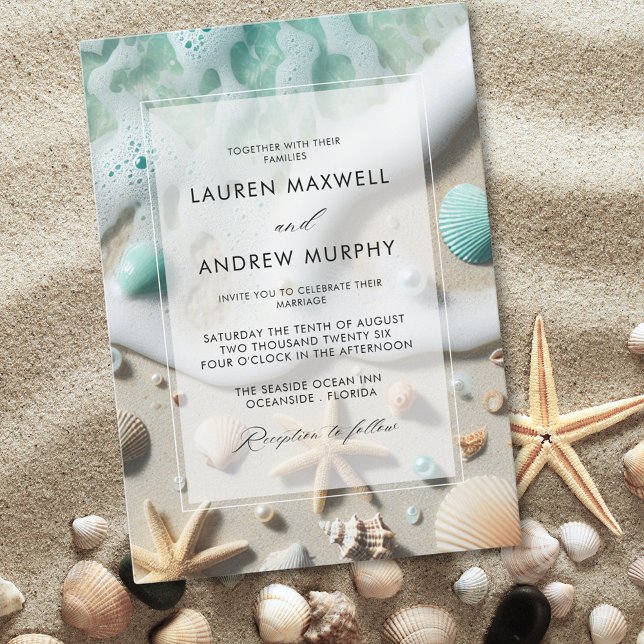 Ocean Sand Beach Destination Wedding Invitation (Creator Uploaded)