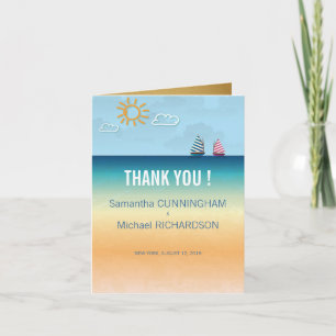 Ocean Sand Beach Theme Wedding Thank You Card