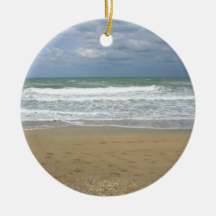 Ocean Sand Sky Faded background Ceramic Tree Decoration