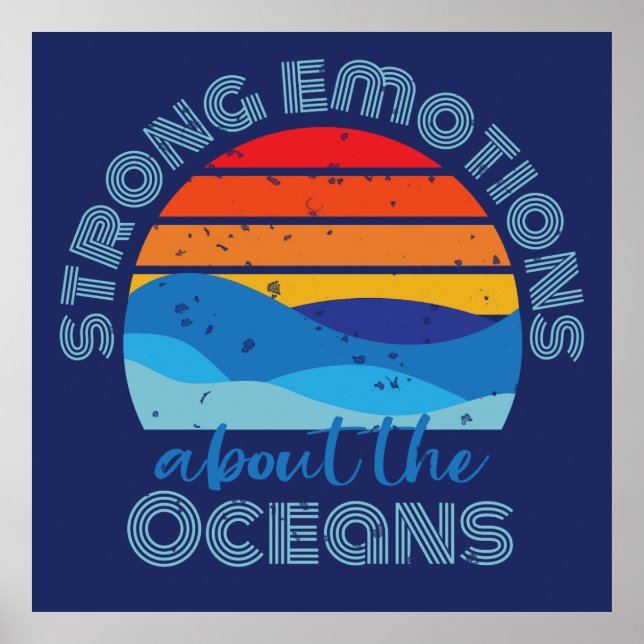Ocean Saying Retro Sunset Poster (Front)