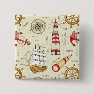 Ocean Scene 15 Cm Square Badge